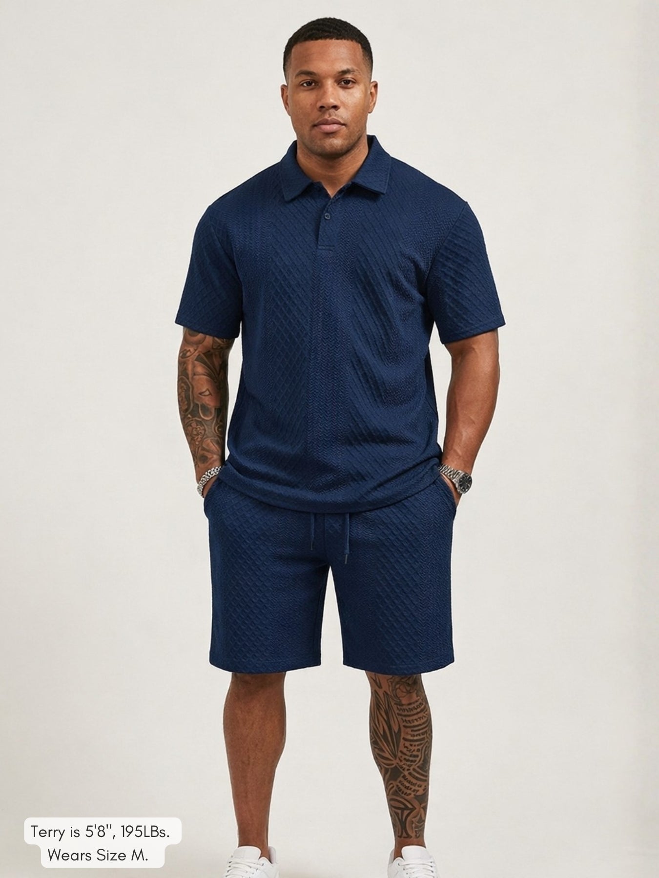 Men's casual matching set detail