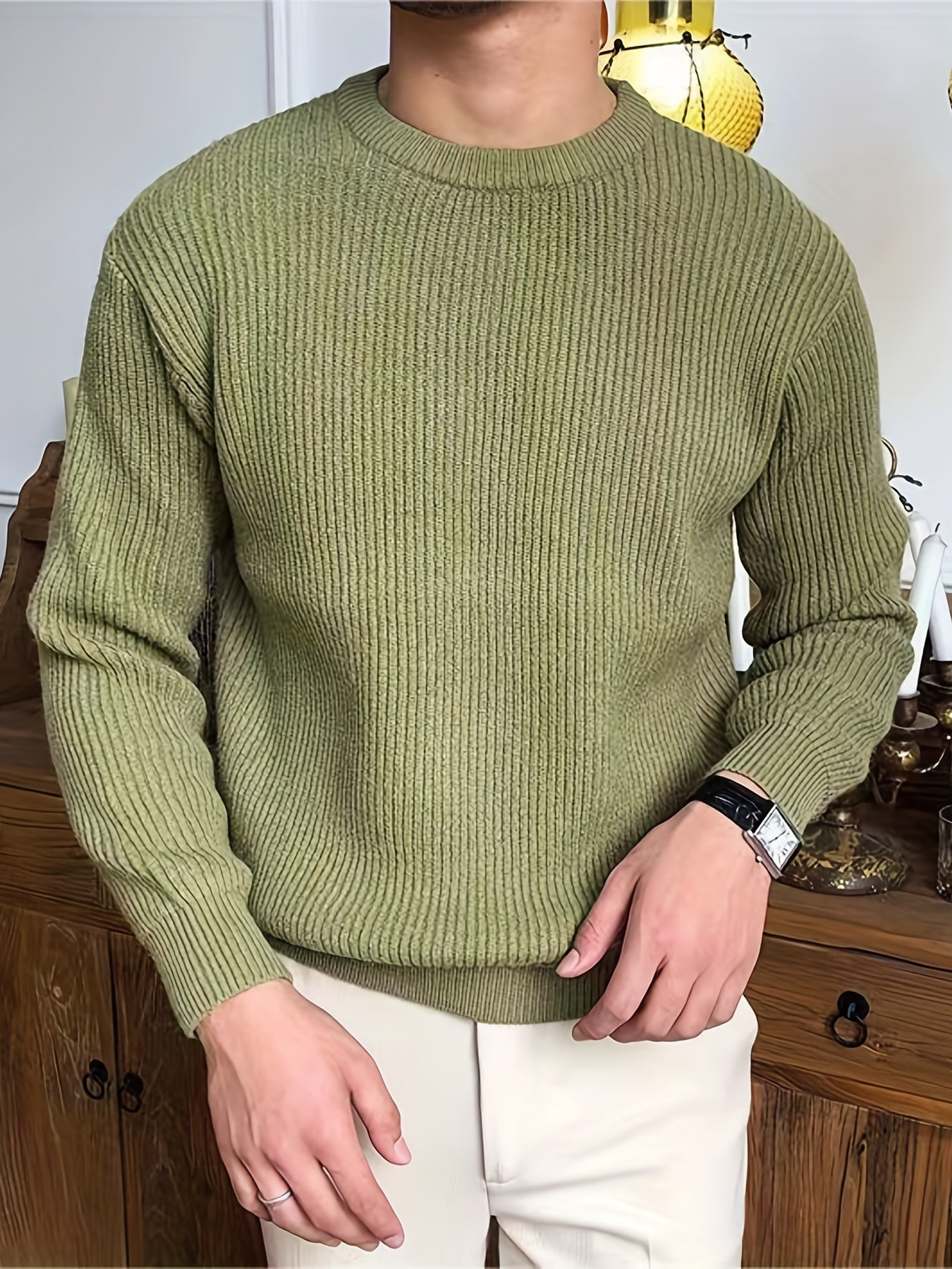 Cozy and stylish, the Rustic Comfort Ribbed Sweater features a warm, earthy color and a textured knit for a relaxed, comfortable fit perfect for chilly days