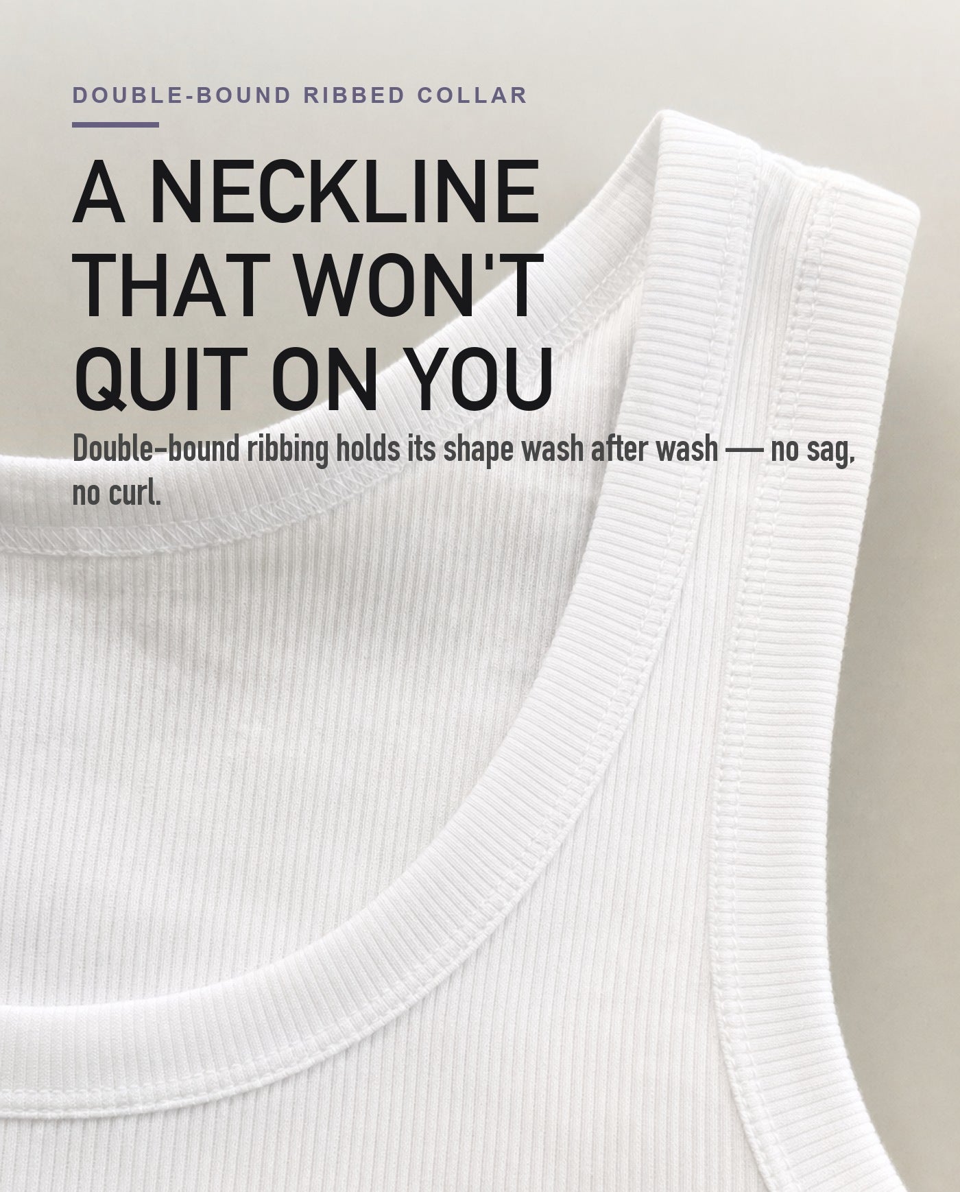 Double-bound ribbed collar that holds its shape
