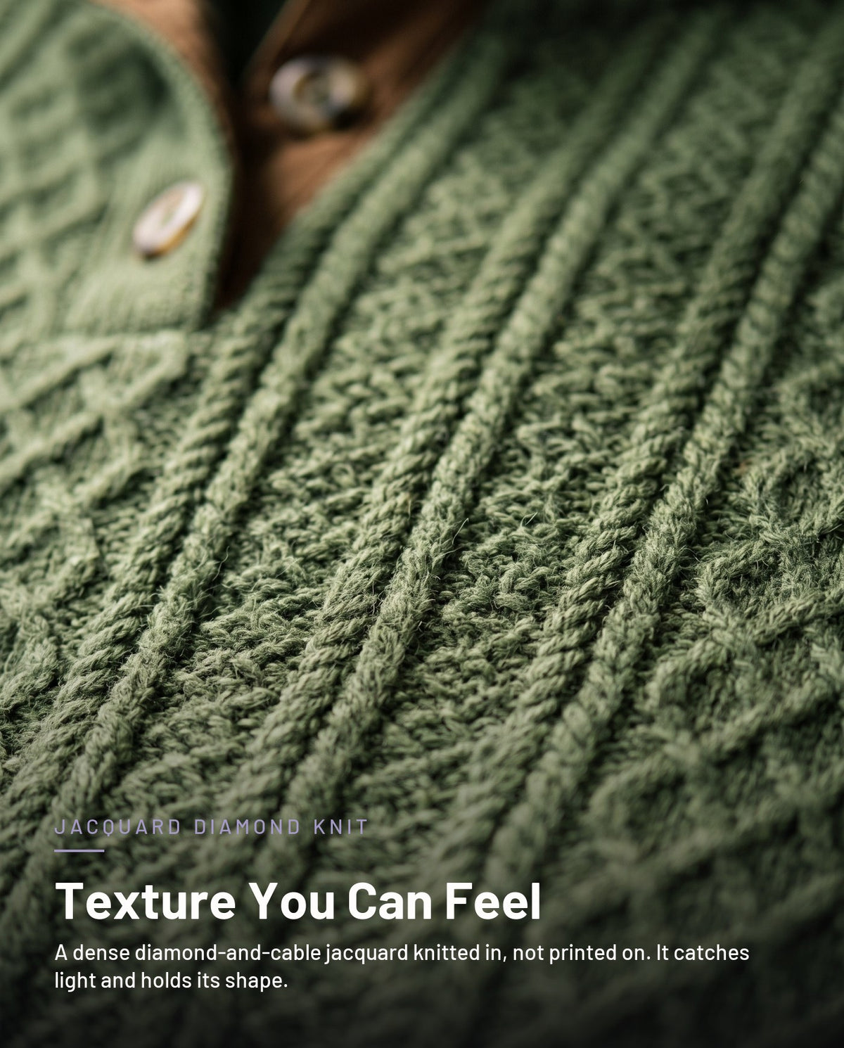 Jacquard diamond knit texture detail