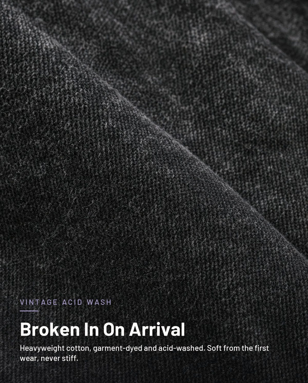 Heavyweight washed cotton fabric close-up - broken in on arrival
