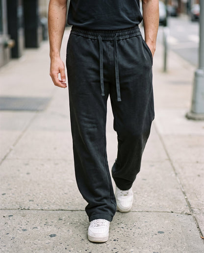 Close view of the Citadel sweatpants in washed black