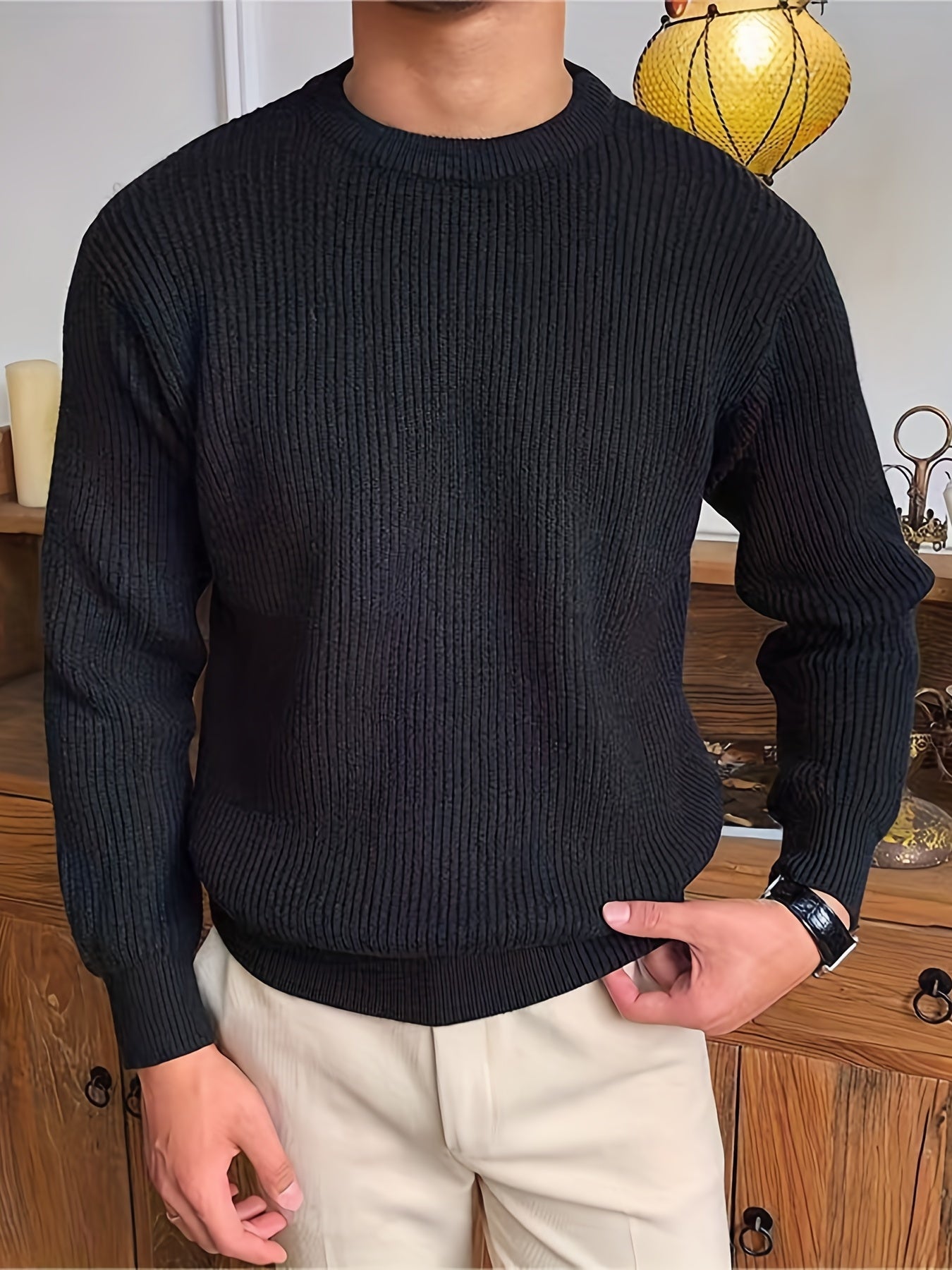 A cozy and stylish ribbed sweater in a warm and rustic color