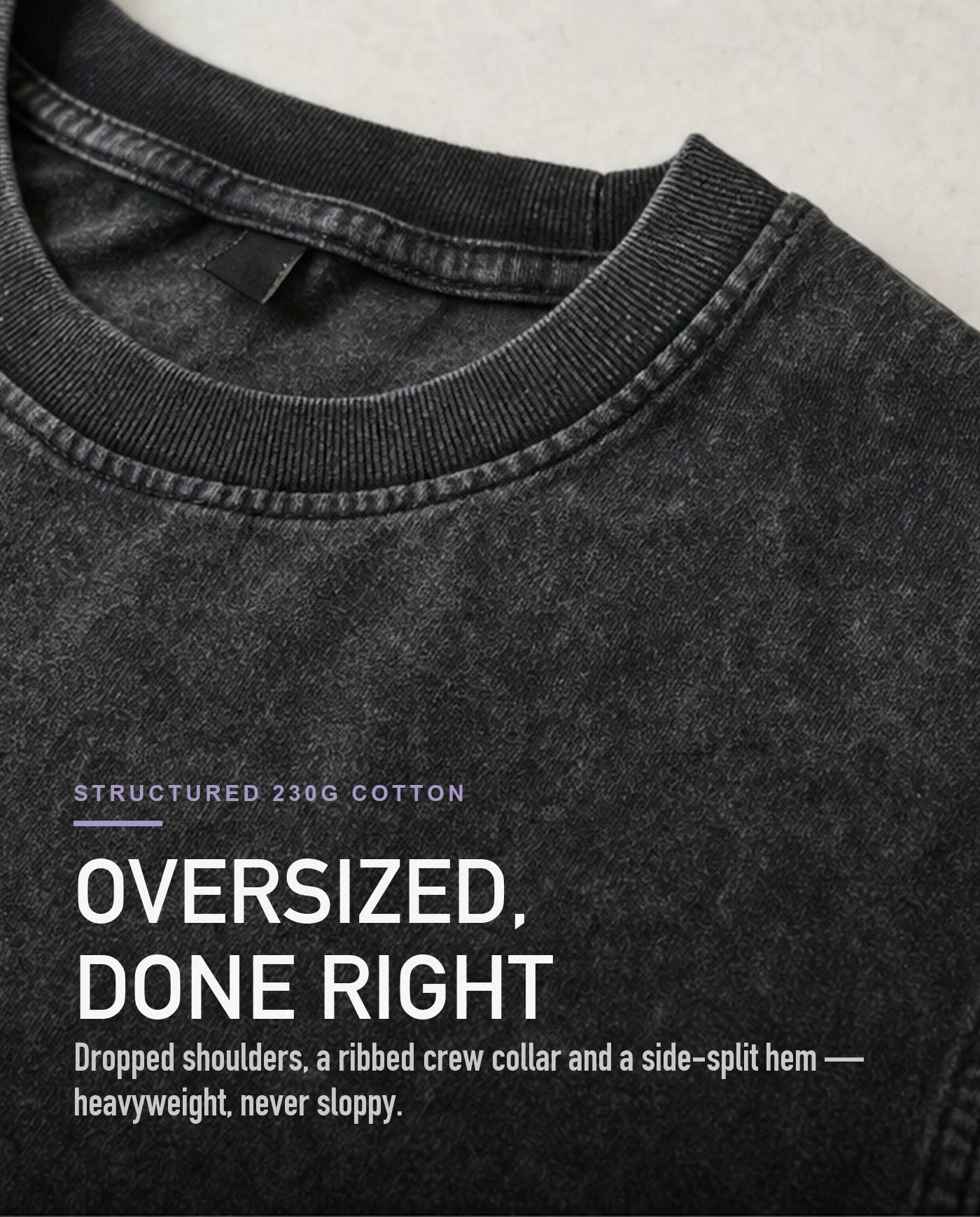 Structured 230g cotton — oversized, done right