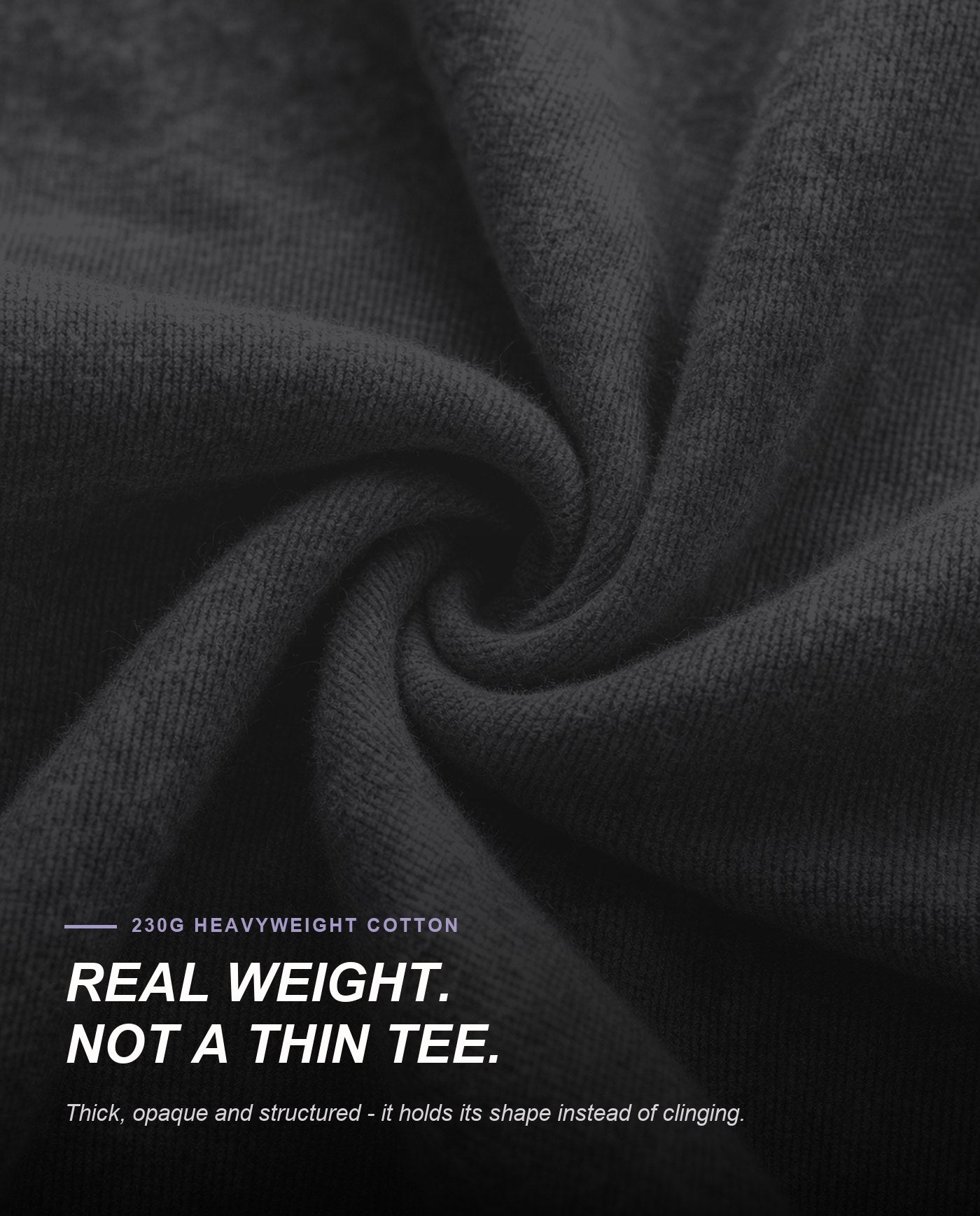 230g heavyweight combed cotton - real weight, not a thin tee