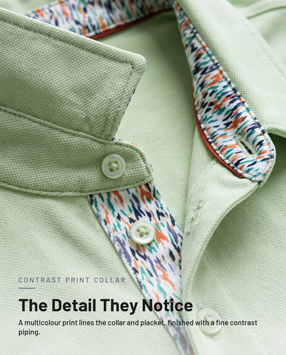 Contrast multicolour print collar and placket detail
