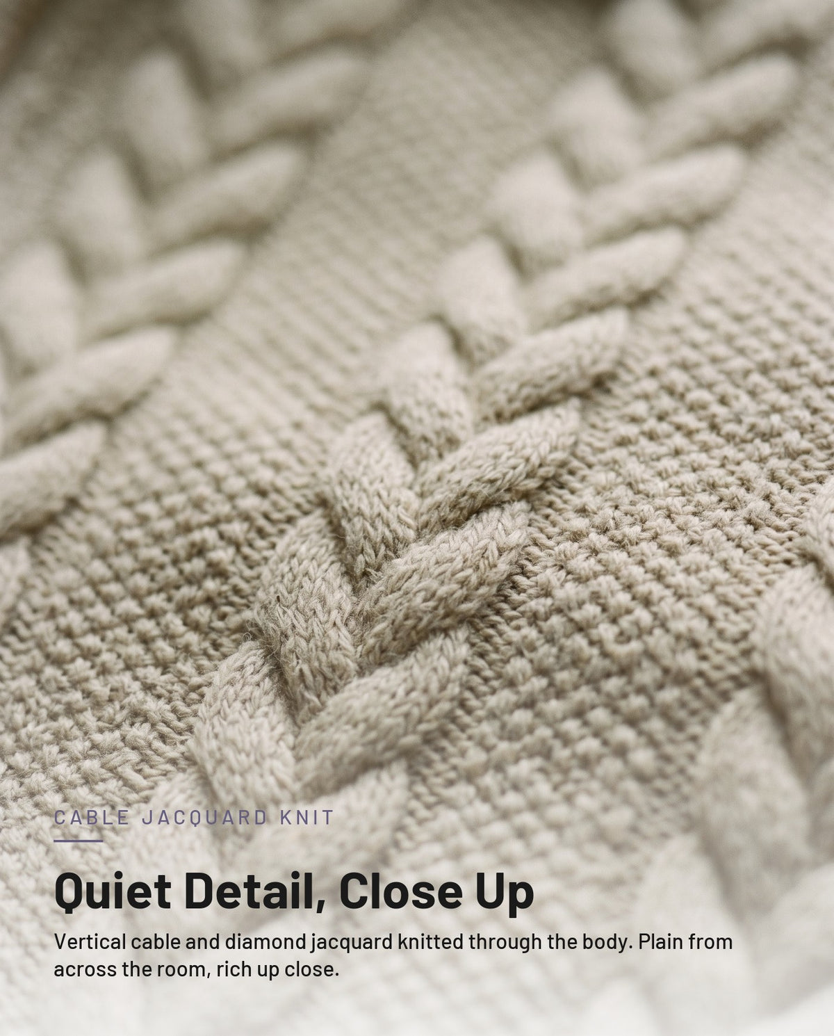 Cable jacquard knit texture detail