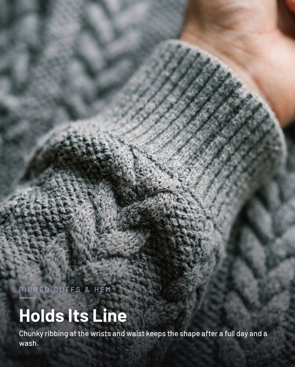 Ribbed cuff and hem detail